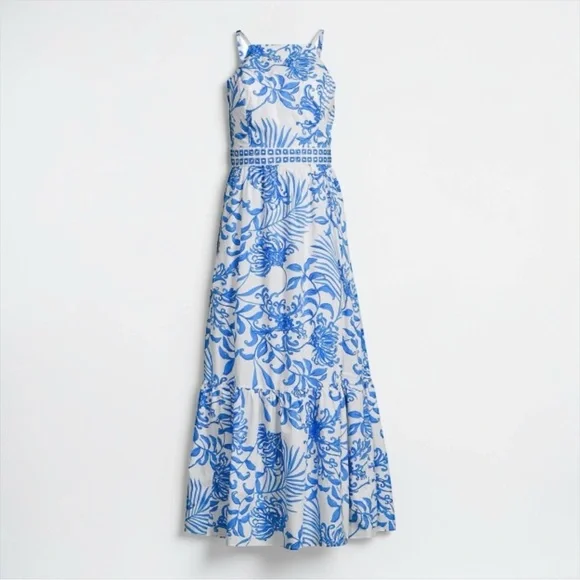 Lilly Pulitzer Blue & White Floral Maxi Dress Size 6 NWT | Resort Summer Dress - Picture 1 of 2